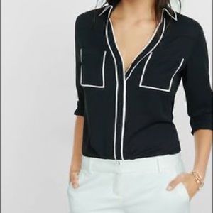 Express black with white trim portofino button up